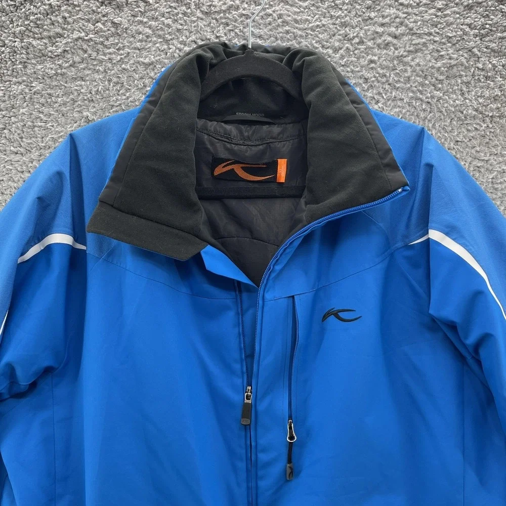 KJUS Ski Jacket Mens Large Blue Dermizax EV‎ Thinsulate Hooded Waterproof Snow